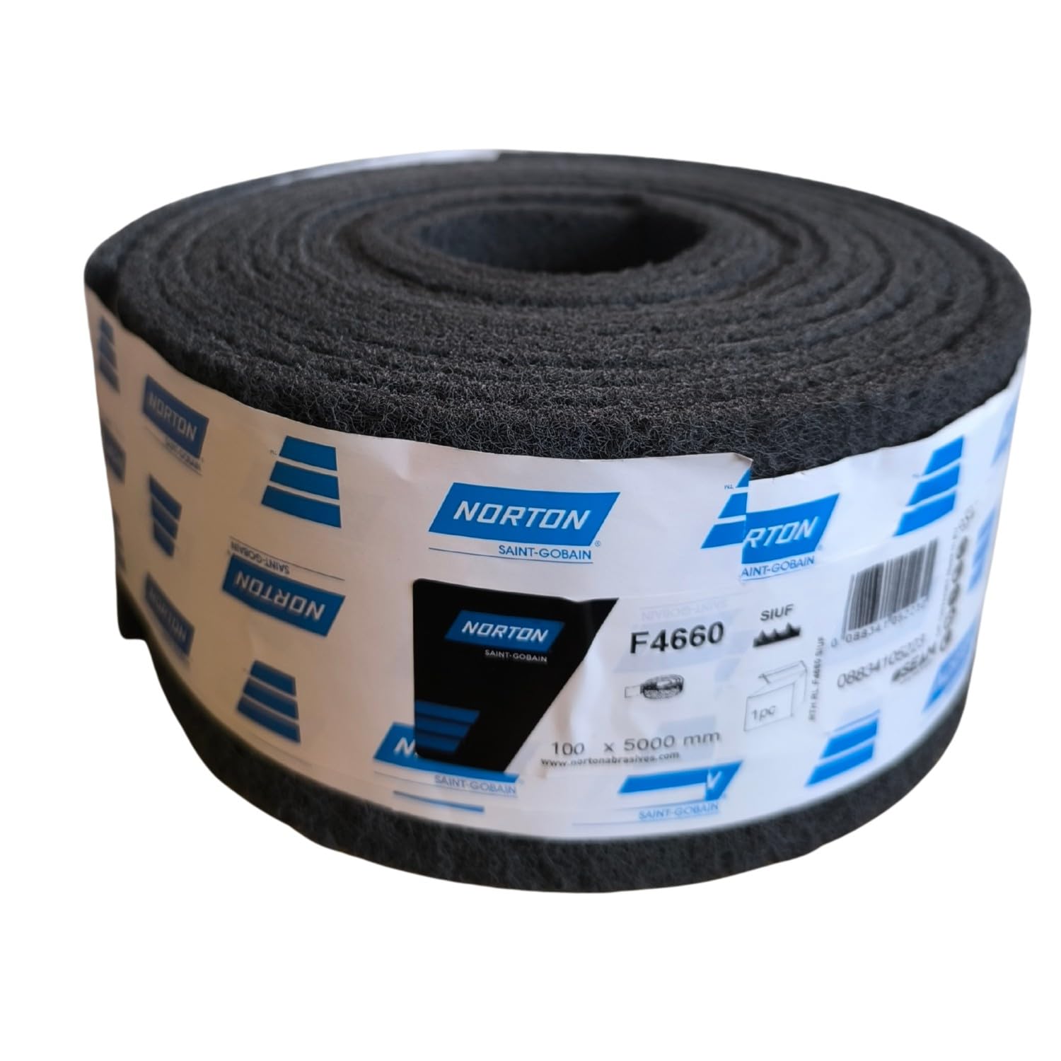 Norton Bear-Tex Schleifvlies-Rolle F4660 | 100 mm × 5 m | Ultra Fein (Grau) | Siliziumkarbid - Mattieren, Finish & Zwischenschliff auf Edelstahl, Metall, Lack, Kunststoff