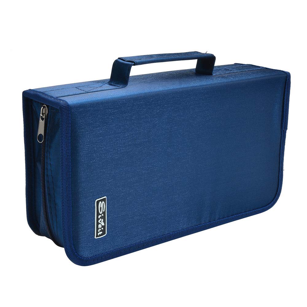 Siveit 128 Capacity CD/DVD Case Wallet, Binder, Storage, Holder, Booklet for Car, Home, Office and Travel (Blue)