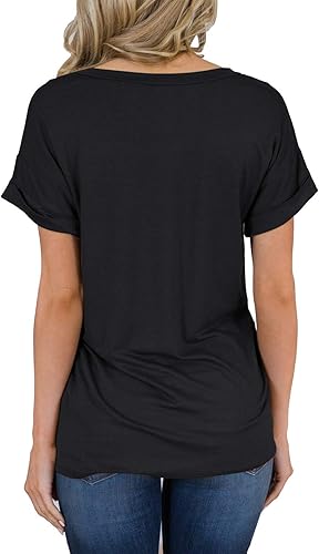 Miniatura 2 de Miholl Camiseta holgada, informal, de manga corta, con cuello en V, para mujer
