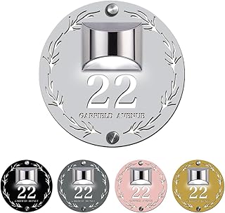 Personalised Illuminated Numbers,Address Plaque Lighted with LED Custom Address Plaque, LED illuminated Acrylic Sign,Housewarming Gift (Solar Address Sign-F)