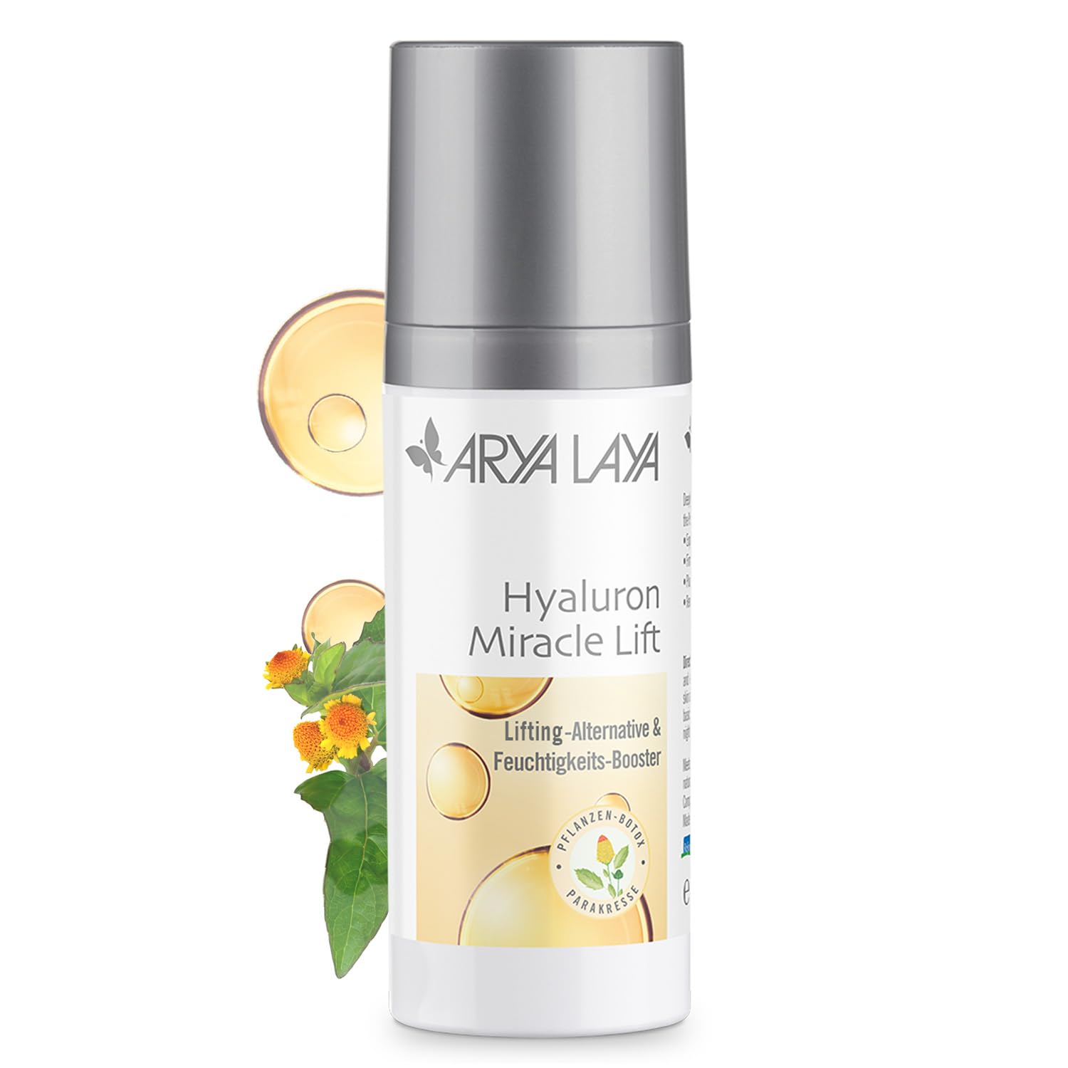 ARYA LAYA Hyaluron Miracle Lift, 50 ml | Pflanzliche Lifting-Alternative, Feuchtigkeits-Serum & Hyaluron-Booster mildert Falten, für viele Hauttypen, vegan