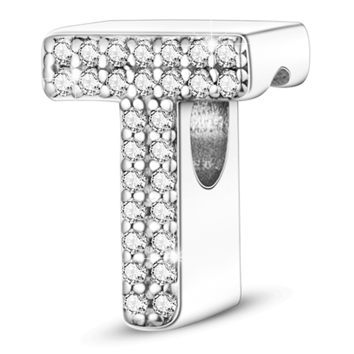 PARCOM Letter Charms Fits Pandora Bracelets S925 Sterling Silver Initial Charms for Bracelets Alphabet A-Z Letters Bead Bracelets Necklace Pendent