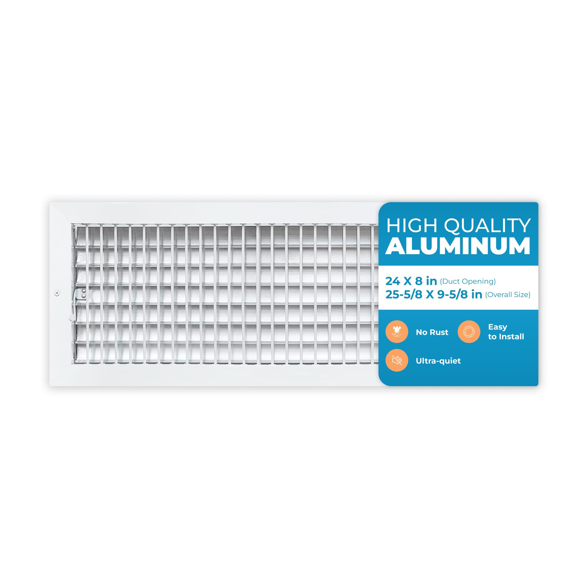 Grille d'aeration murale en aluminium durable haut de gamme 61x20cm