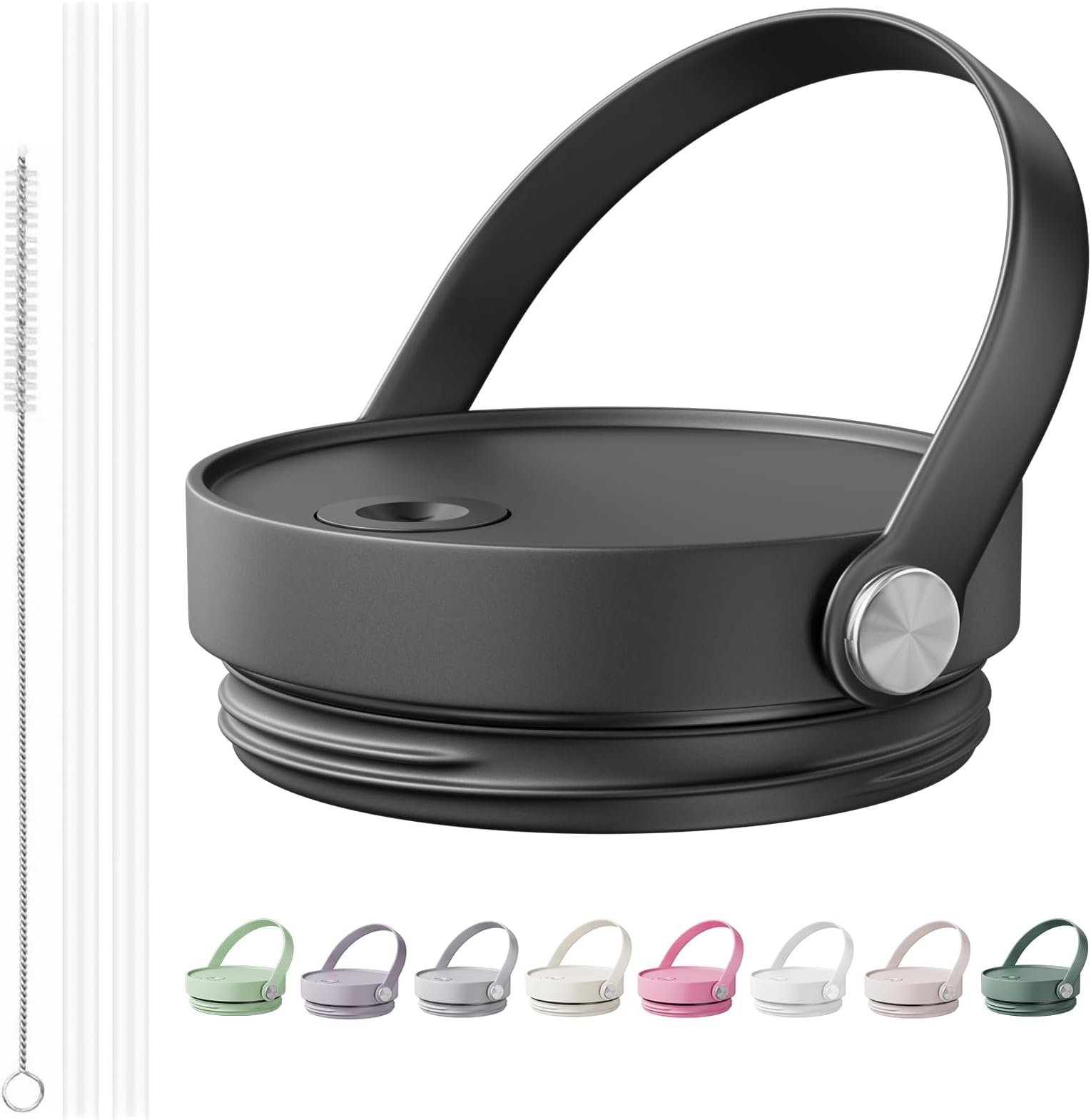 CHEETAH 40 oz Replacement Lid for Stanley Cup,Compatible with Stanley Quencher H2.0 FlowState Tumbler,with Easy Carry Soft Silicone Handle and Straws,Insulated Plastic Spill Leak Proof Lid