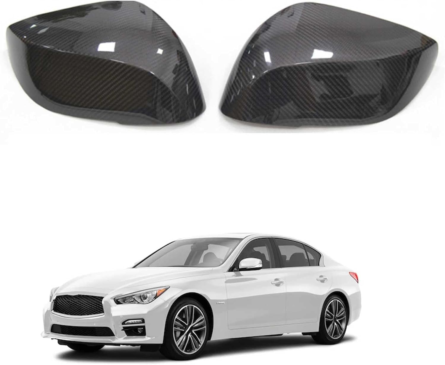 XJPGHA Wing Mirror Covers Caps for Infiniti Q50 2014-2021, Sturdy Durable Cover Housing Door Mirror Vehicle Accessory Rearview Side Covers