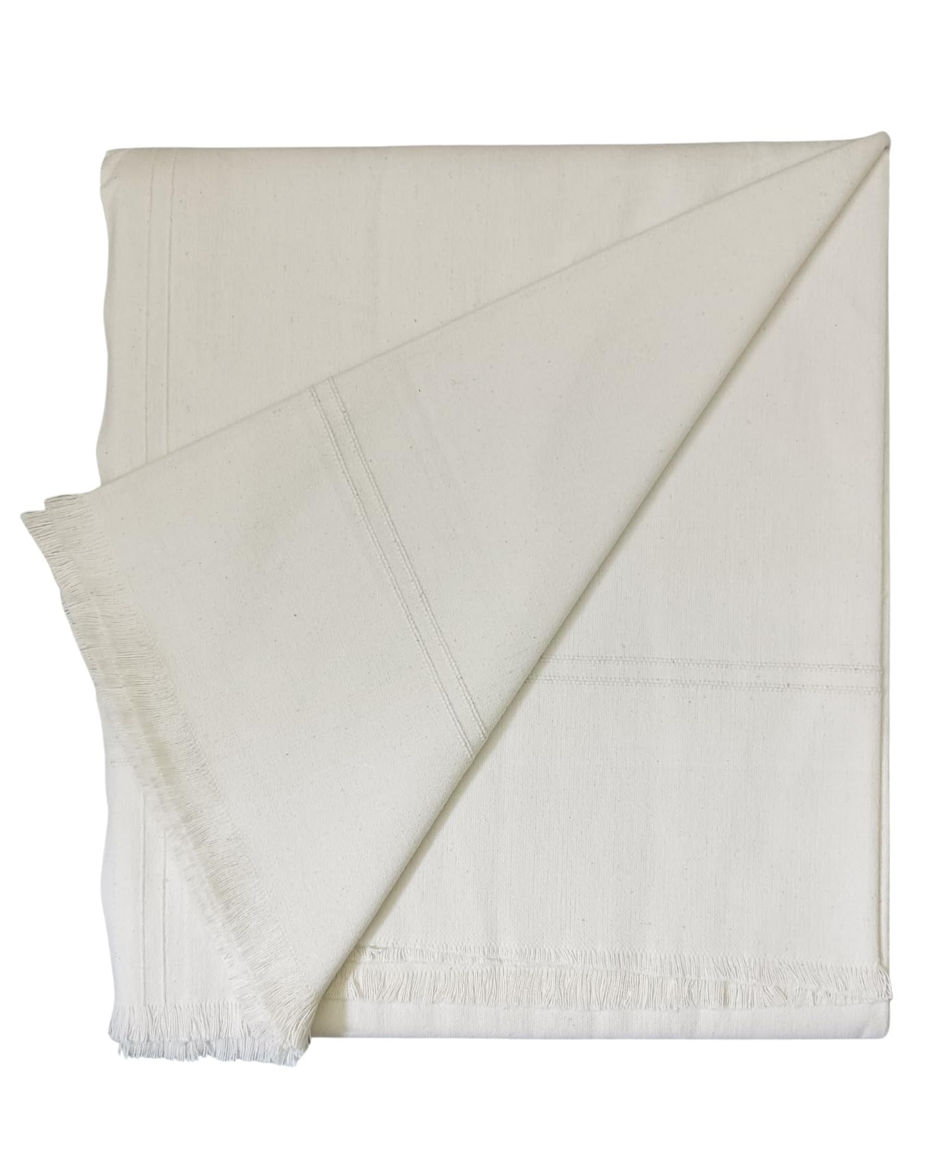 Arvore Hand Woven Thick and Heavy 100% Cotton Soft Beautiful Khes/Comforter/Chadar/Single AC Blanket, Set of 1 Pc, Size- 275cm X 150cm (White), Reversible