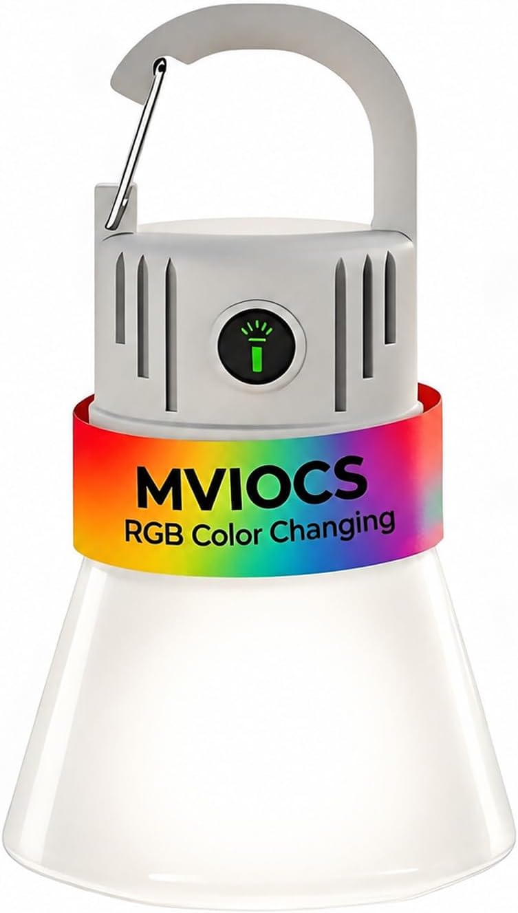 Rechargeable LED Camping Lantern with 10 Light Modes, White & RGB Color Changing Hanging Light with Hook and Clip for Camping, Emergency, Outdoor, Tent, Bedroom, Home Decor (1)