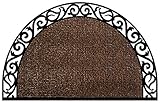 GrassWorx Clean Machine Wrought Iron Half Moon Plant Life Doormat, 24