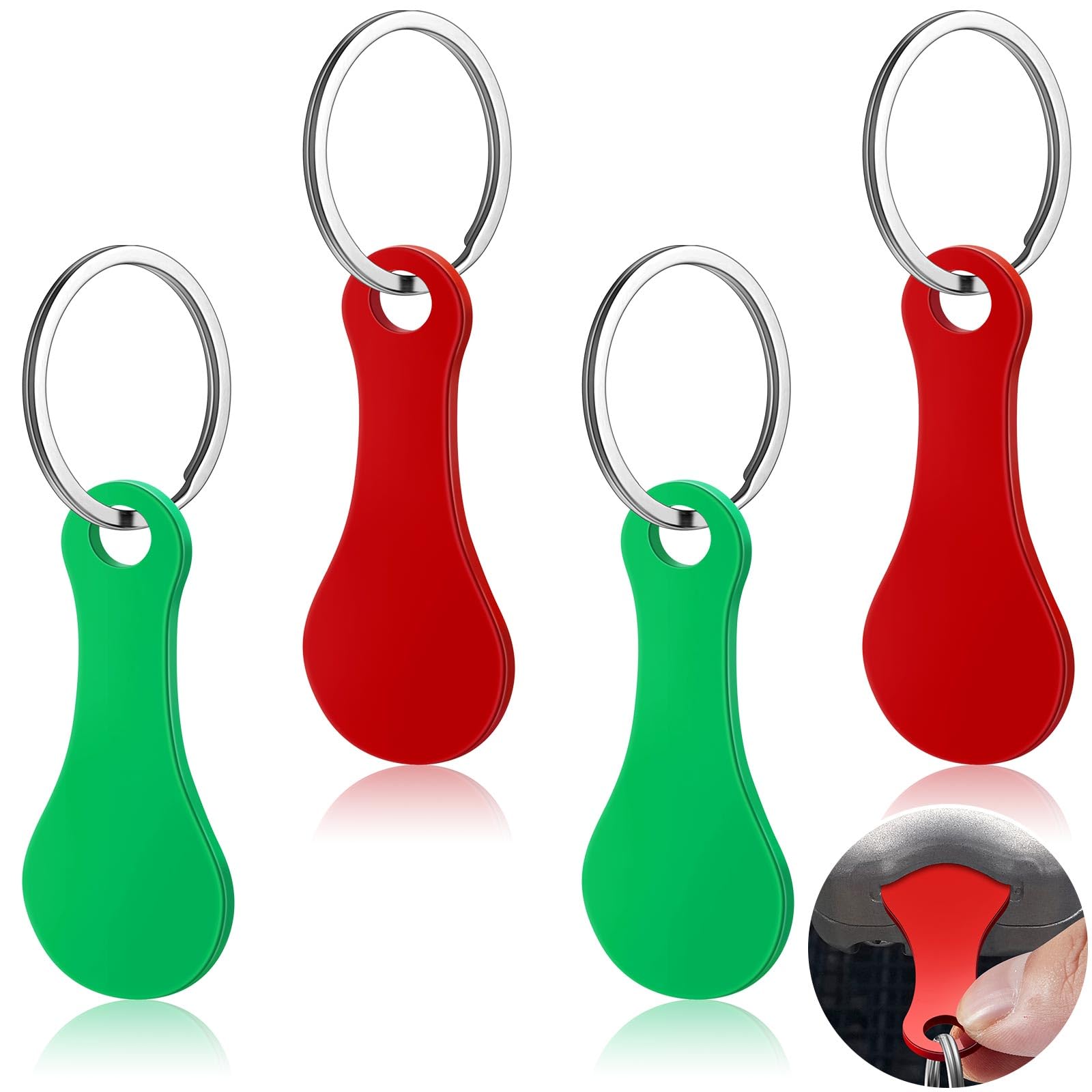 Shimeyao 4 Pcs Shopping Trolley Tokens Cart Keychains Key Ring