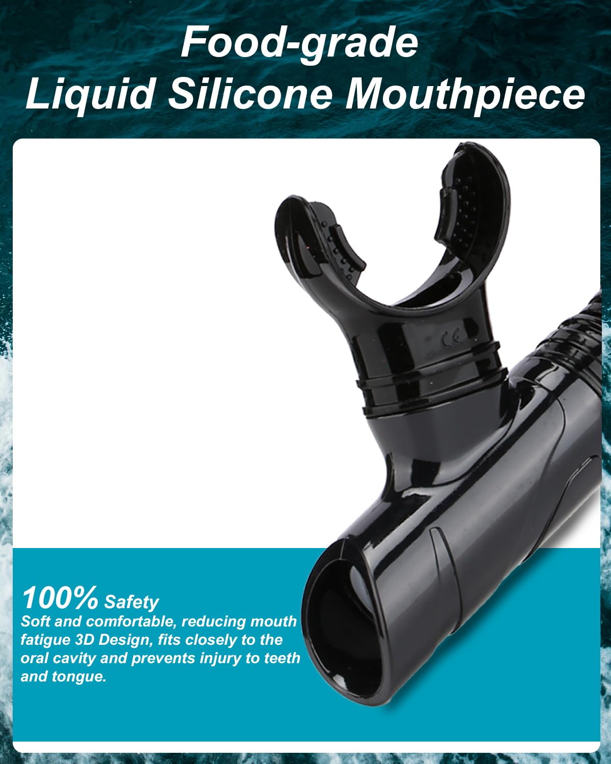 AQUA A DIVE SPORTS Snorkel seco de fácil aliento para esnórquel, buceo, natación, con válvula de secado superior y boquilla de silicona de grado alimenticio para adultos y jóvenes (SN115-1 azul)