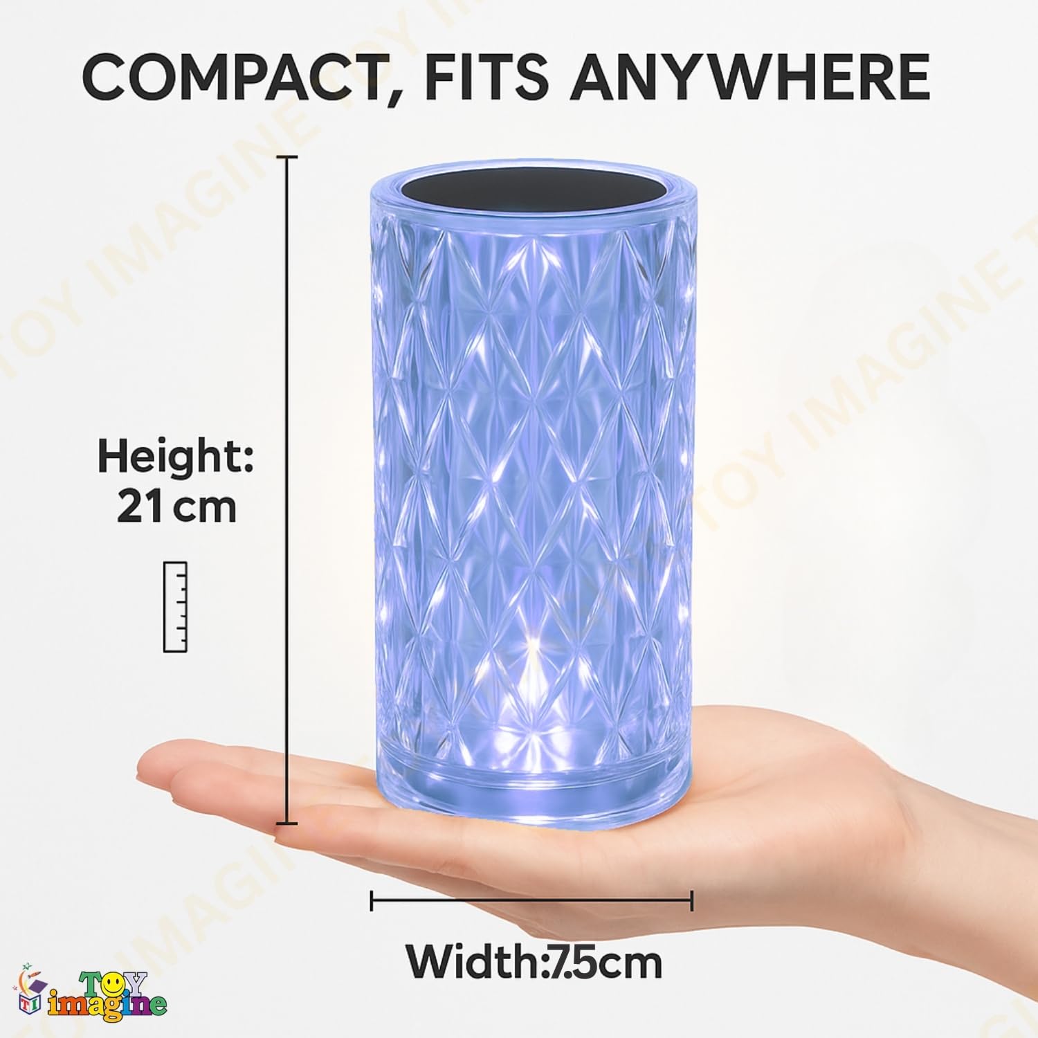 Toy Imagine Crystal Diamond LED Table Lamp - 16 Color Changing Touch Night Light with Remote, USB Rechargeable Lamp for Bedroom, Living Room, Party & Dinner Décor | Ideal for Diwali, Birthdays & Gifts 1