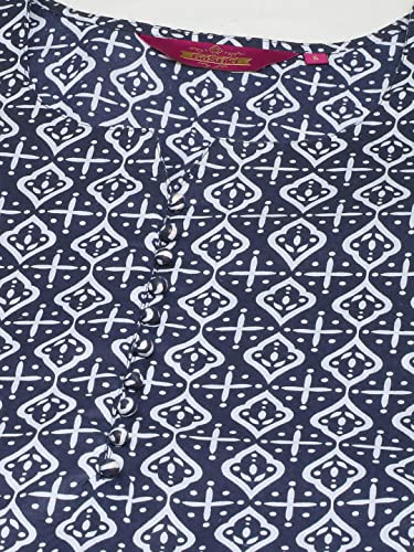 Image of ANNI DESIGNER Women's Cotton Blend Printed Straight Kurta With Pant
