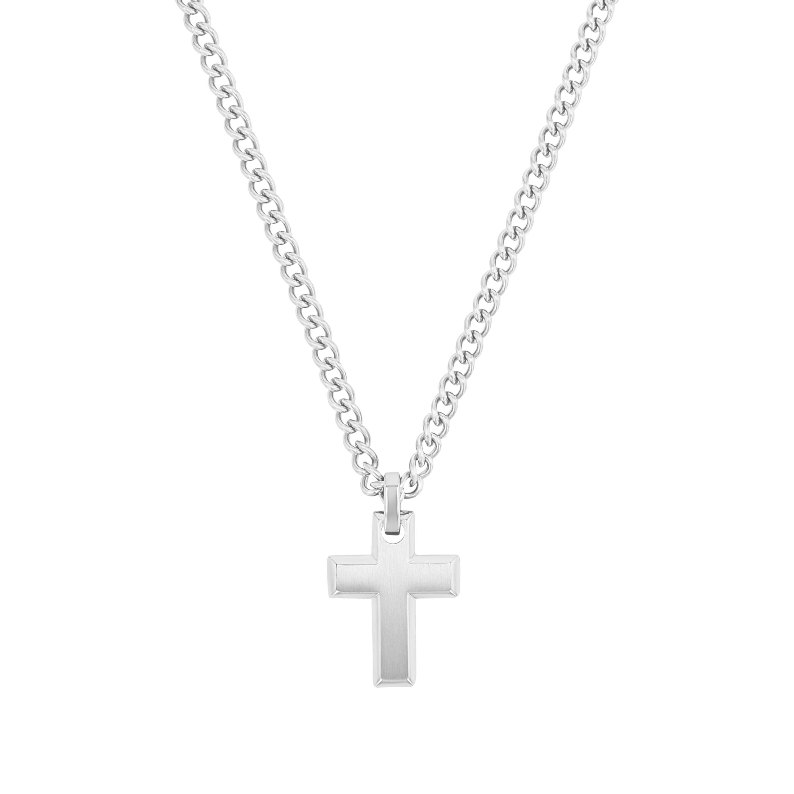 Tom Tailor Kette mit Anhänger für Herren, Edelstahl, 50+5 cm, silber, Kreuz-Anhänger, Geschenkidee, Halsschmuck, Herrenschmuck, 2100636