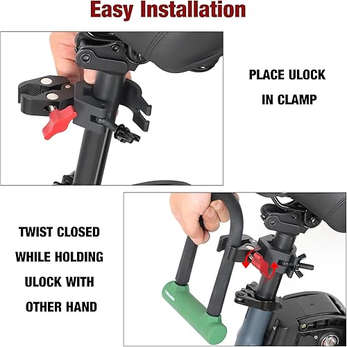 Miniatura 8 de Soporte de bloqueo en U para Kryptonite Heavy Duty Bike Lock - Soporte de linterna de metal seguro para luces de scooter de bicicleta, sin