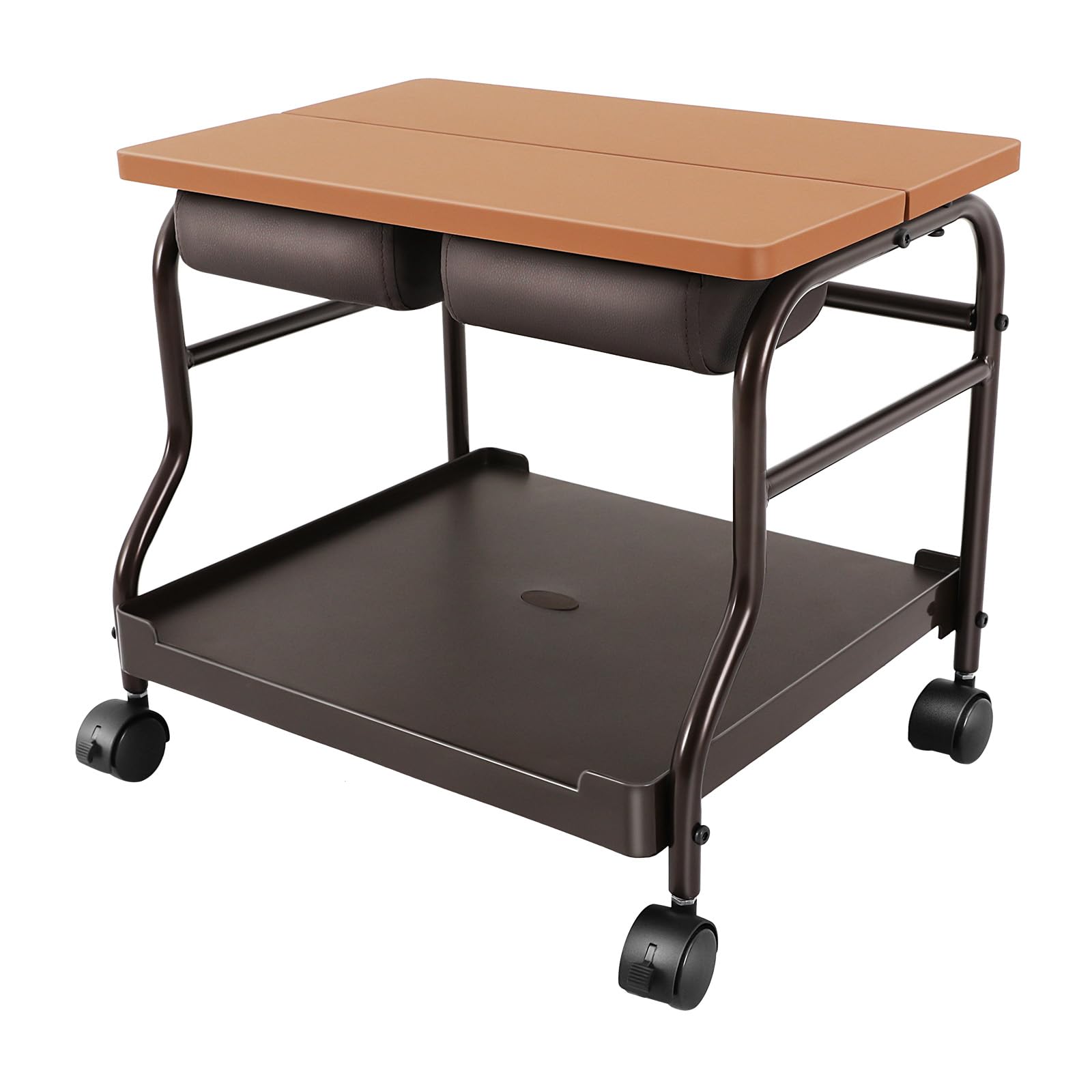 AGULIUM Foot Bath Trolley Cart with Pedicure Foot Rest, Rolling Esthetician Pedicure Cart with Foldable Top Platform for Manicure Massage Beauty Salon Spa, 40 Lbs Load Capacity