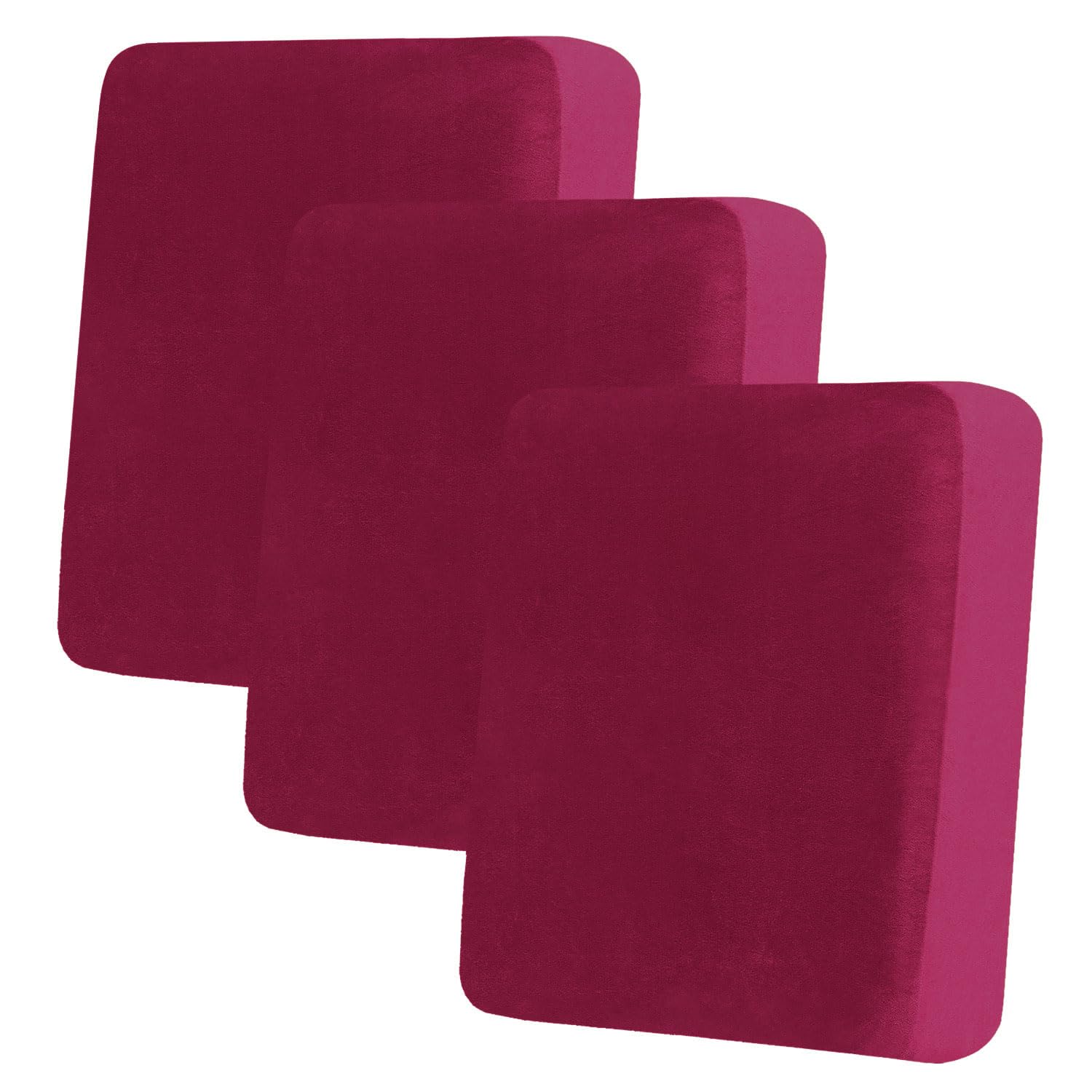 hyha Velvet Couch Cushion Covers, Soft Sofa/Couch Seat Cushion Covers for sectional Sofa, Magic Sofa Covers Washable, Couch Sofa Covers for 3 Cushion Couch, Sofa Cushion Slipcovers (3PC, Wine Red)