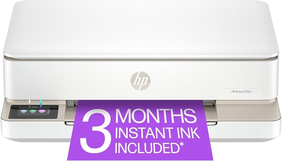 HP Envy 6155e Wireless All-in-One Color Inkjet Printer, Portobello, Print, scan, copy, Duplex printing Best-for-home, 3 month Instant Ink trial included, AI-enabled (714L5A) : Office Products