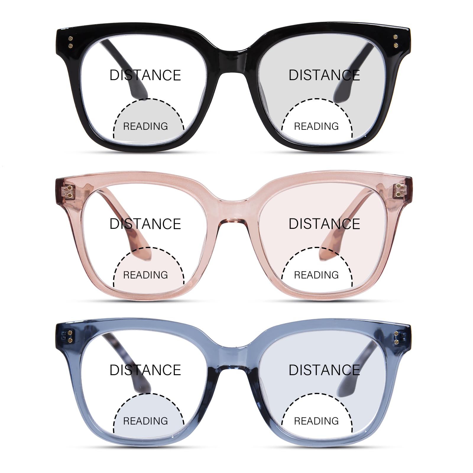 ZESAKER Bifocal Reading Glasses for Women Men Oversized Blue Light Blocking Clear Top Computer Readers