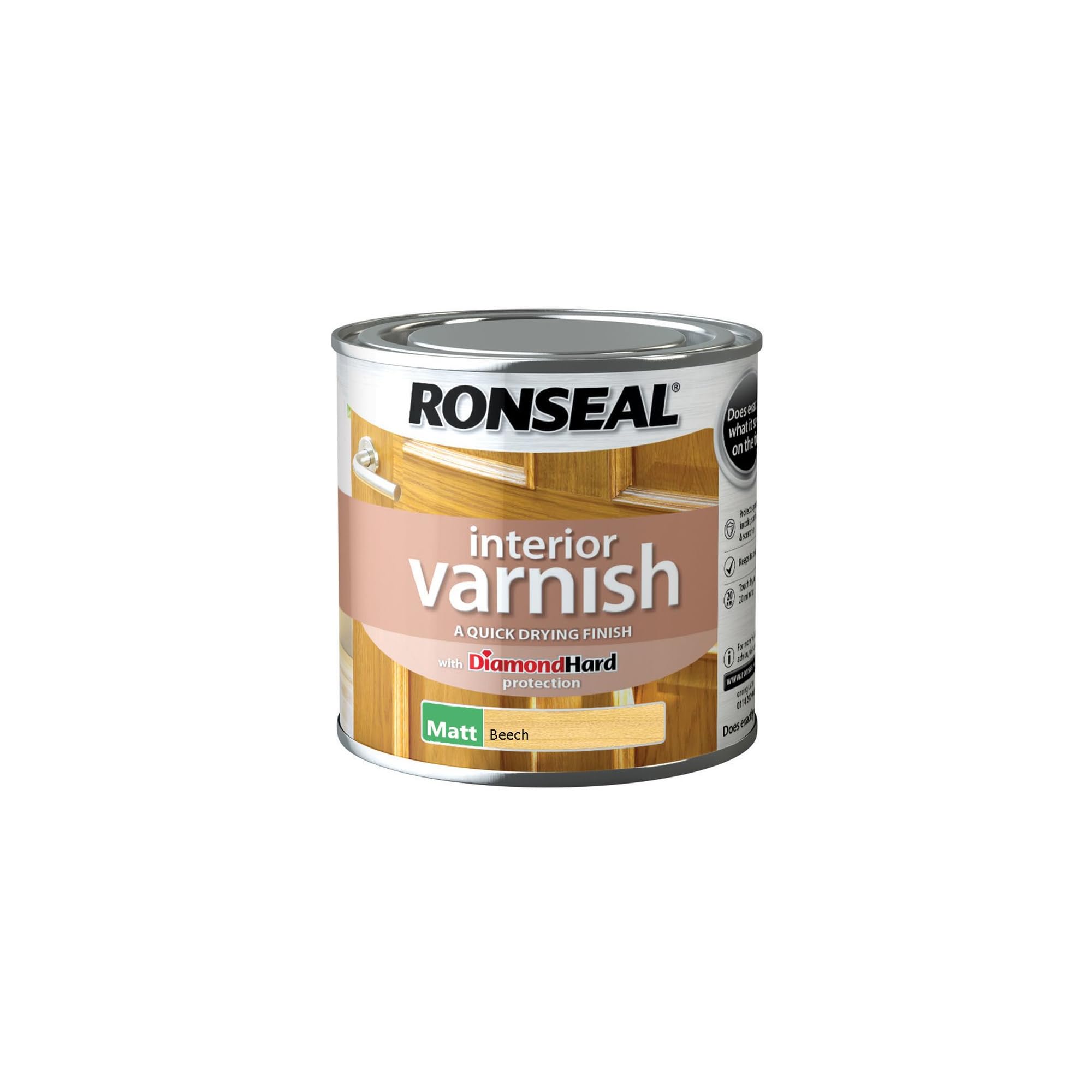 Ronseal RSLIVMBE250 250ml Quick Dry Matt Interior Varnish - Beech