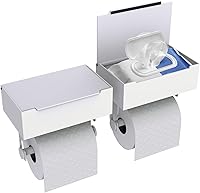 Vista 7 de Toilet Paper Holder with Shelf, Wipes Holder for Bathroom Wipe Storage, Self-Adhesive or Drilling, Stainless Steel, Wall Mount Toilet Paper and