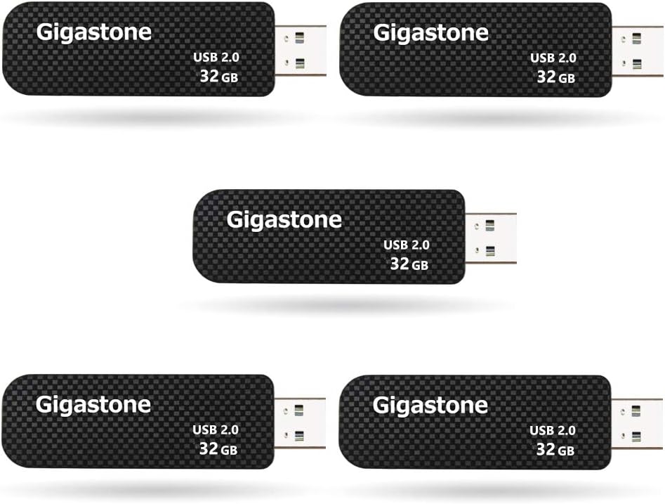 GIGASTONE V30 32GB USB 2.0 Flash Drive 5-Pack, Capless Retractable Design Pen Drive, Carbon Fiber Style, Reliable Performance & Durable : Electronics