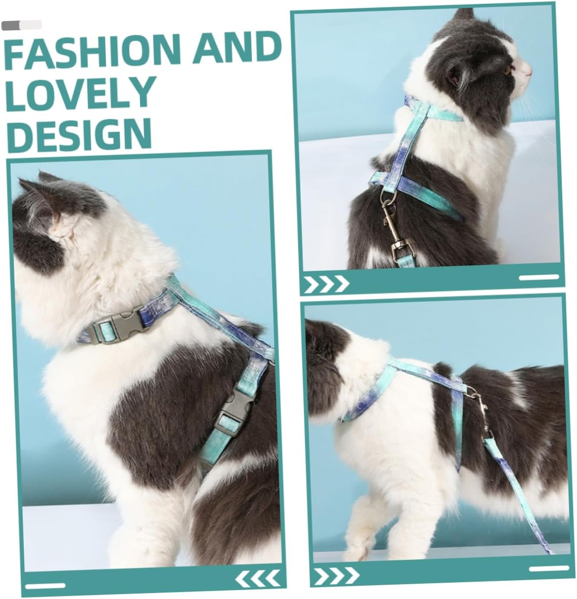 Toddmomy Adjustable Cat Harness Leash Soft Lightweight Kitten Harness Traction Rope Dog Walking