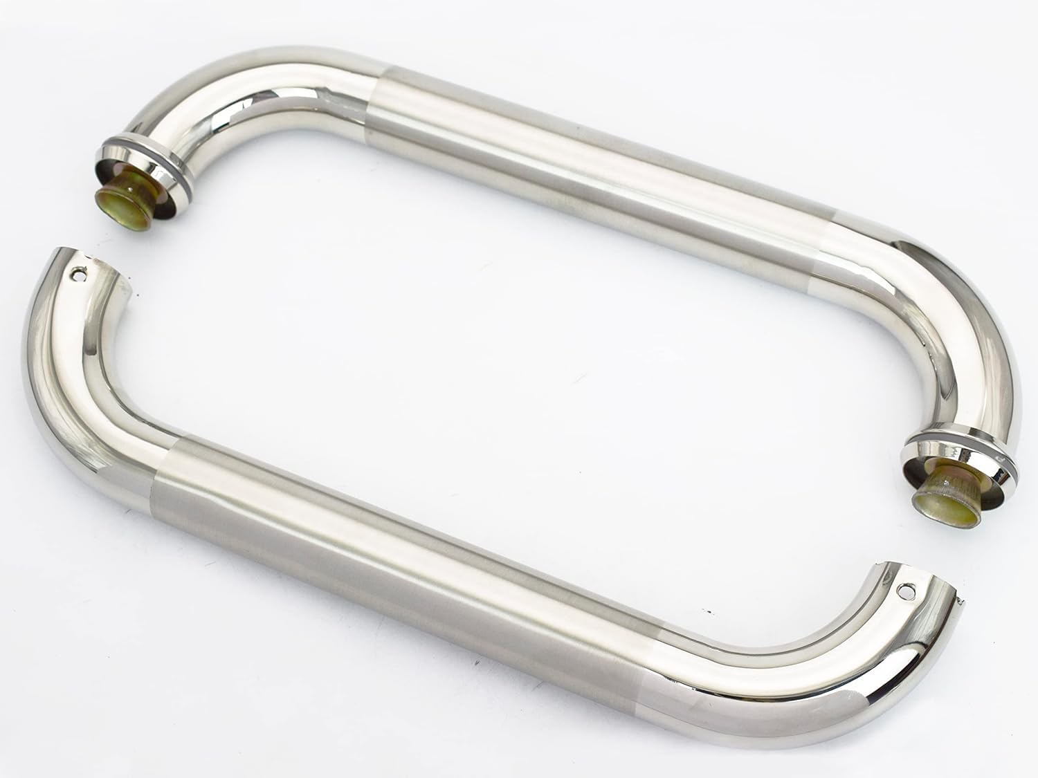SARNESHWERAM Indian Stainless Steel Heavy Glas to Glas Door Lock - No Drilling Lock for 10mM-12mm& Glas Handle Stainless Steel D Shape Glas Door Pipe Pull Handle Size10 INCH Handle 4
