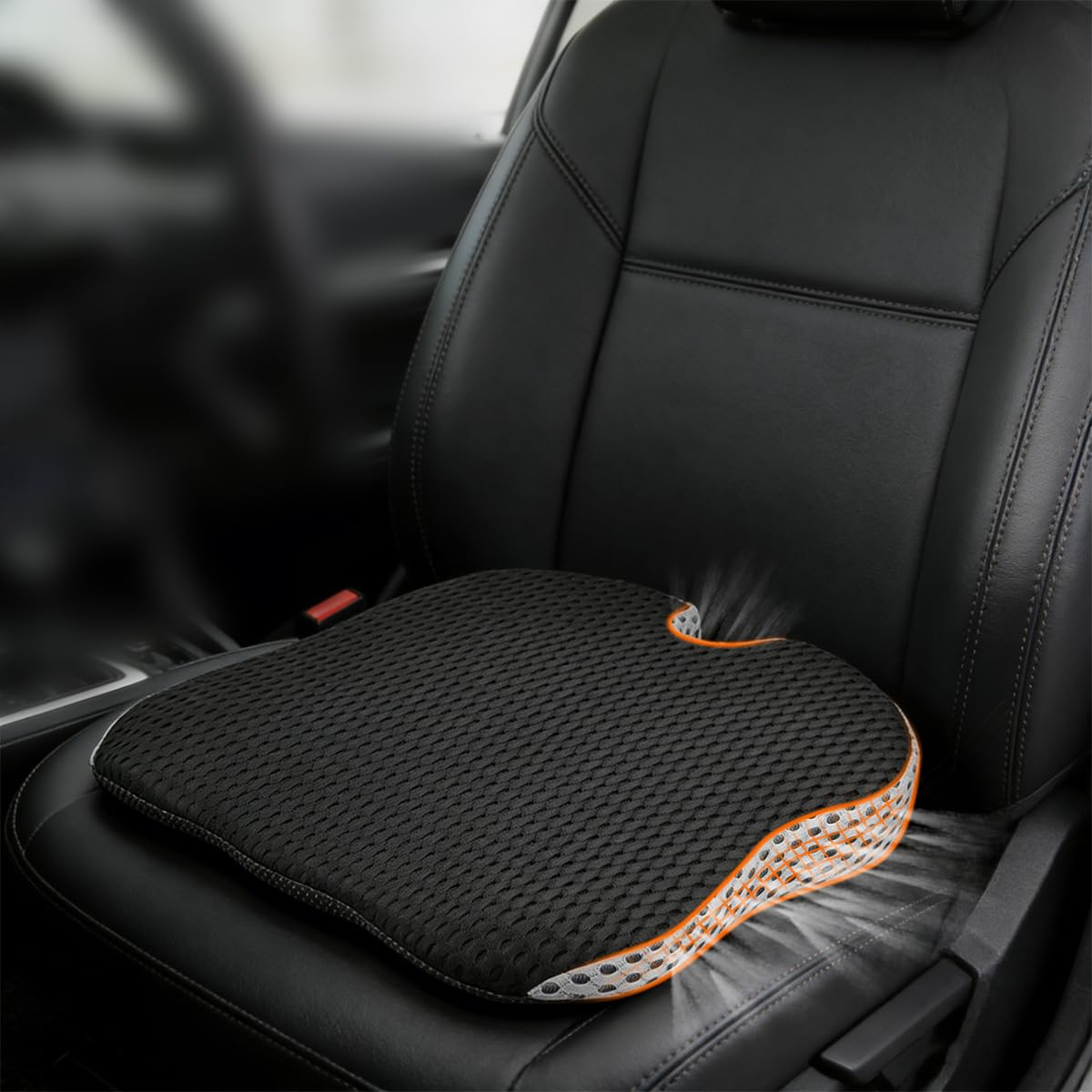 Keilkissen Auto, Auto Sitzkissen Fahrersitz, Sitzerhöhung Autos Erwachsene, Memory Foam Autositzauflage, U-Form, rutschfeste Unterseite, Keilkissen Autositz - Schwarz