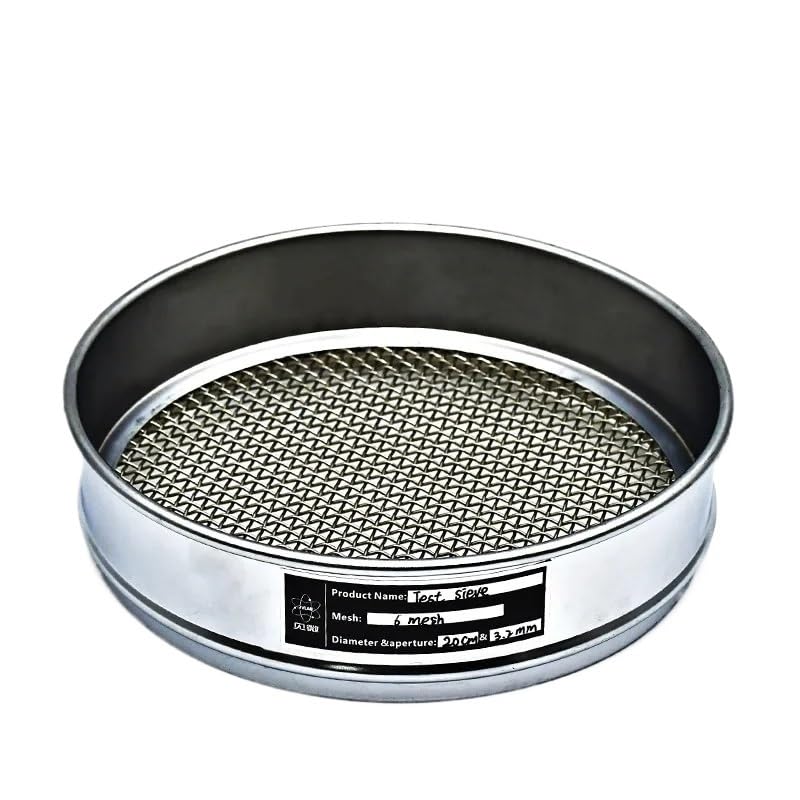 Tamiz de análisis de laboratorio de acero inoxidable 304 - Tamiz de inspección de muestreo de malla de alambre tejido de 20 cm con marco cromado(7mesh 2.8mm)