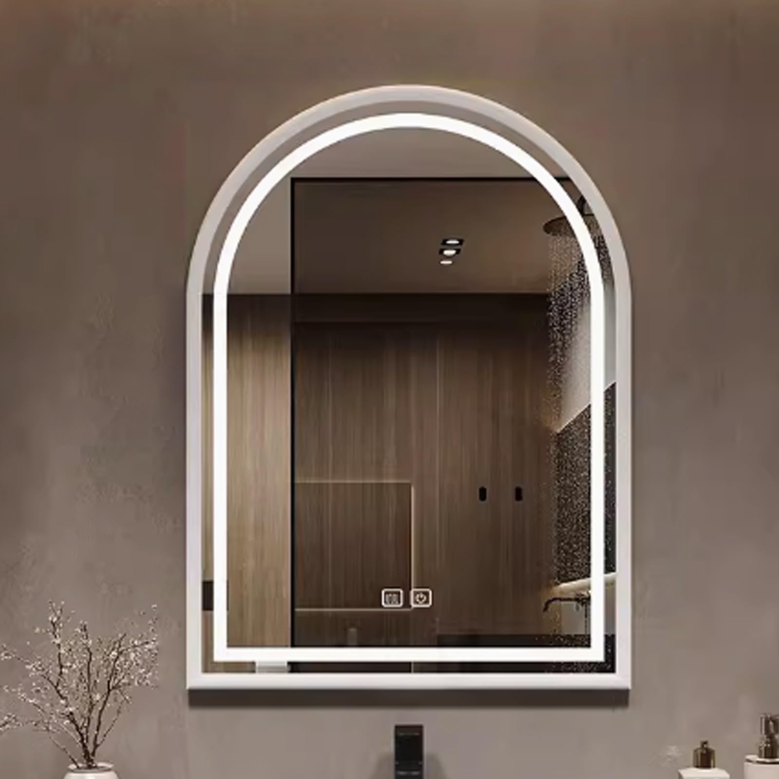 Miroir de salle de bain LED arche blanc 50x70cm pour sublimer votre routine coiffeuse