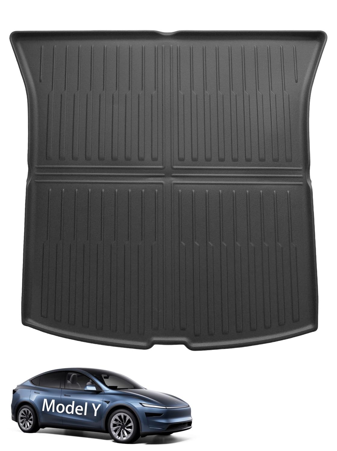 Neues Upgrade Kofferraummatte für Tesla Model Y, Kofferraumschutz für Model Y (5-Sitzer) 2025 Juniper, Kofferraummatte aus TPE Material, Rutschfester wasserdichter und klappbar(Schwarz Neu)