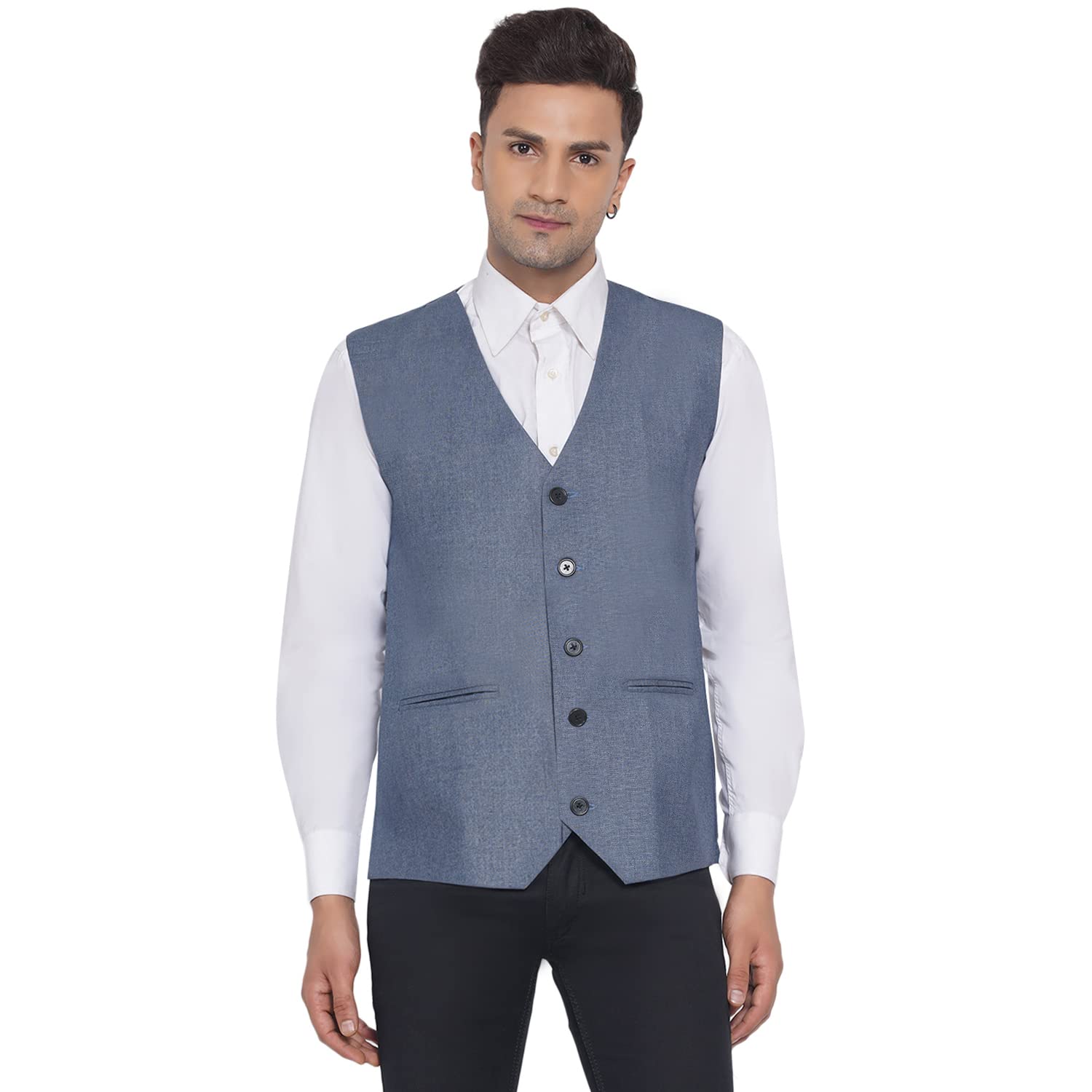 veera paridhaan Men's Slub Plain Waistcoat-picture-36