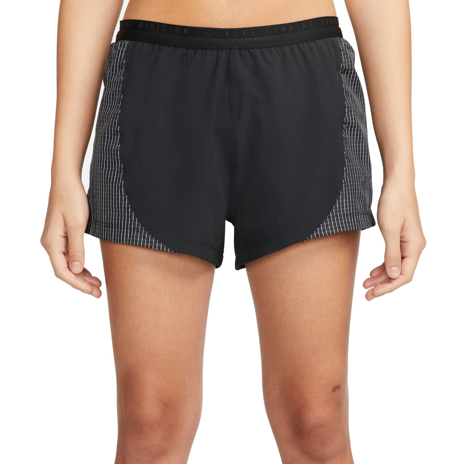NikeDri-FIT Run Division Tempo Luxe Women's 3" Running Shorts (Large, Black/Atomic Orange)