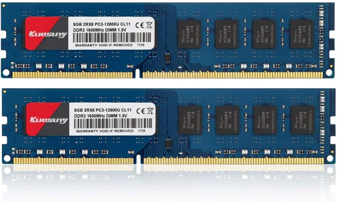 DDR3 Desktop Memory RAM 32GB Kit (4x8GB) 1333MHz CL9 U-DIMM Wlizedle PC Computer Memory Module PC3-10600 240-Pin 1.5V Non-ECC Unbuffered 2Rx8 Upgrade for Desktop Computer, Blue