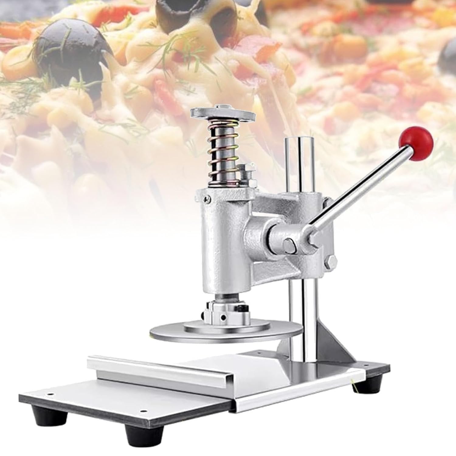 ZHJOPP Dough Press Machine, Pizza Pastry Press with Thickness Adjustment, 180° Downward Pressing Angle for Pizza, Pie, Tortillas (16cm)