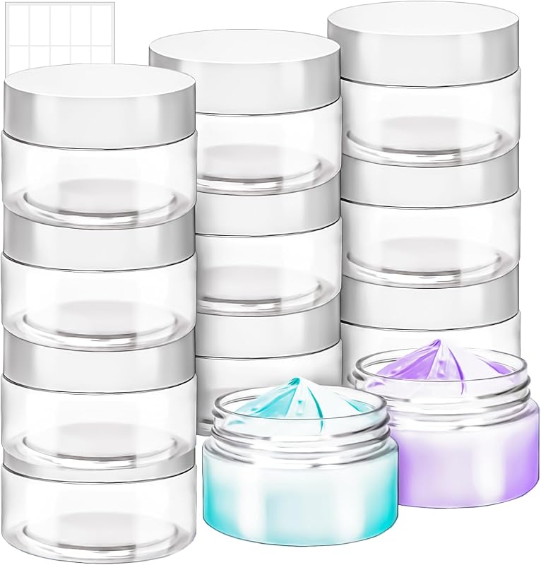 Potes plásticos redondos MotBach com tampas brancas, 120 mL, Pacote com 10