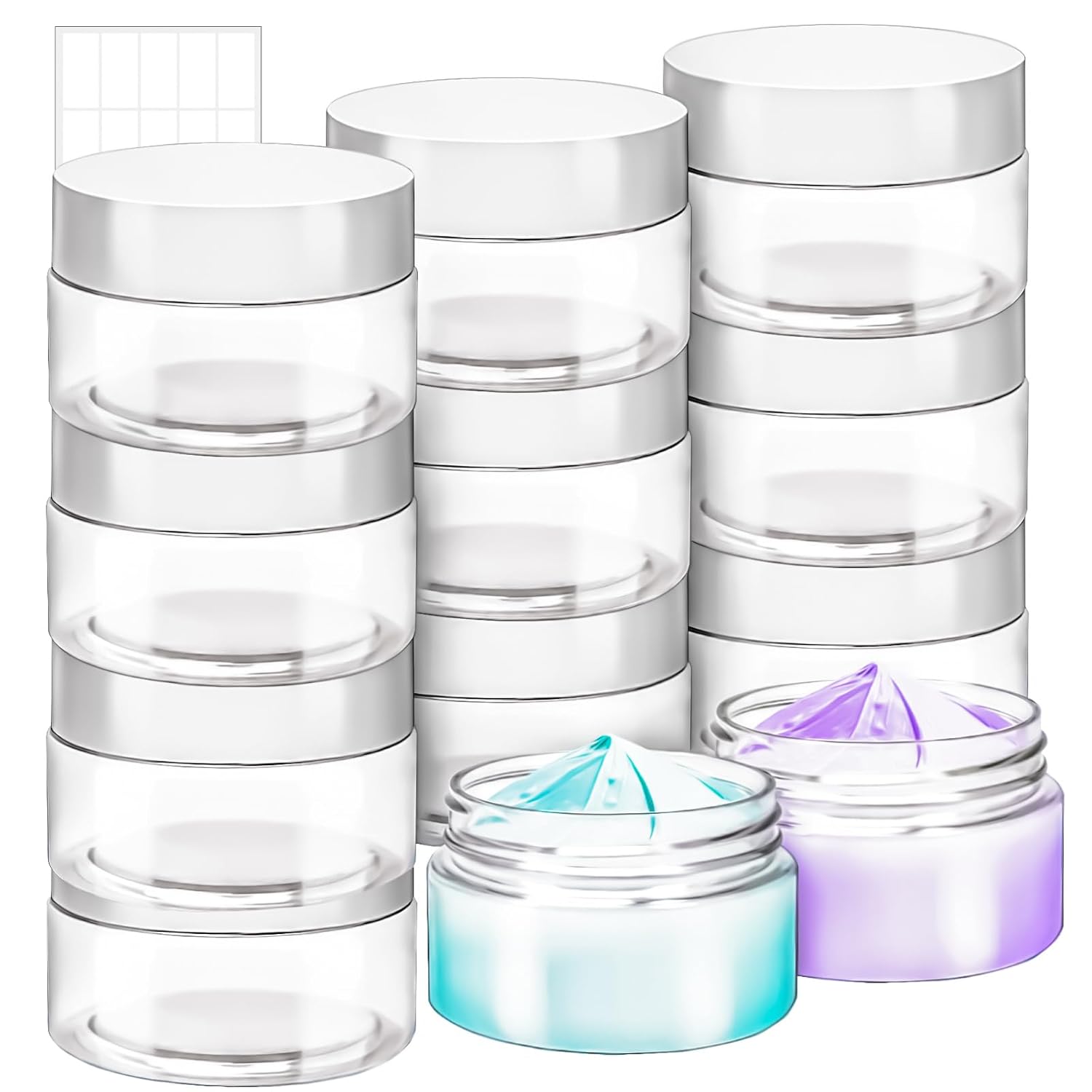 AMORIX 12 Pack 4 oz Small Plastic Containers with Lids+12 Pack 20g/20ml Cosmetic Sample Jar - for Lip Scrub, Body Butters, Cream, Slime, Craft Storage