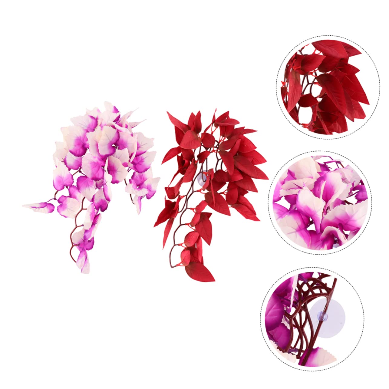 BESPORTBLE 5 Set Rattan Paesaggistico Per Animali Domestici Accessori Per Rettili Pianta Dell'habitat Dei Rettili Piante Di Seta Dell'acquario Vivido Arredamento Rettile Plastica 2 Pezzi * 5