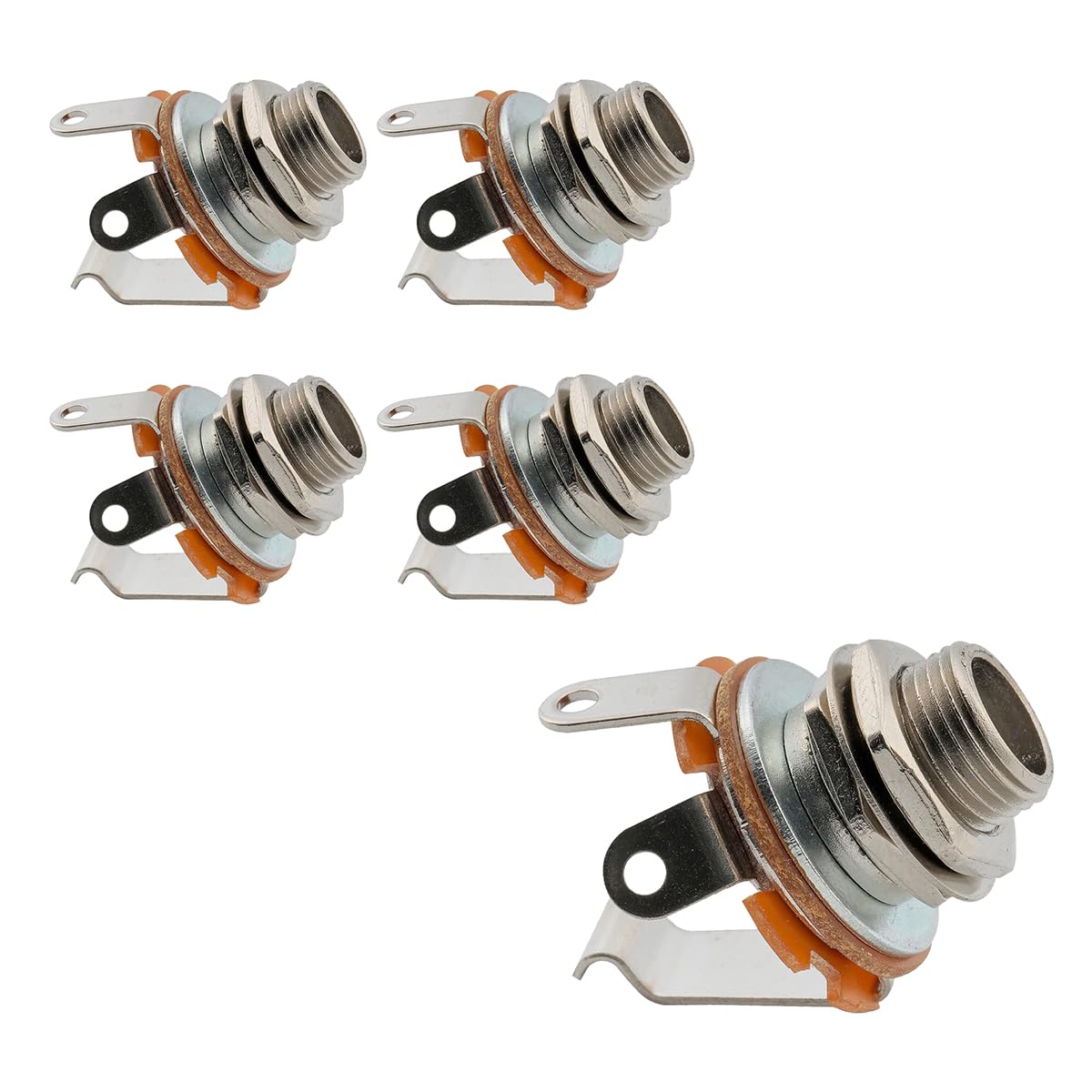 Alnicov 5pcs Mono Jack Socket Replacement Connector Female Panel Mount For Bass Electric