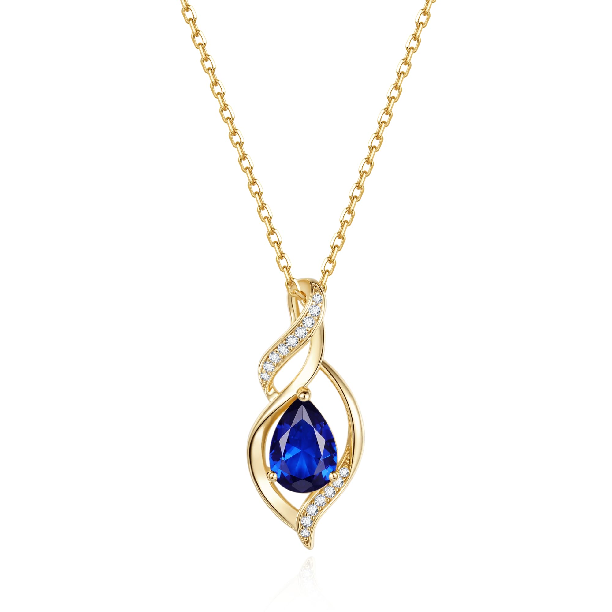 FANCIME Birthstone Necklace for Women Teardrop Necklace S925 Sterling Silver Infinity Love Birthday Gifts for Mom Women Girls, 16"+2" Inches