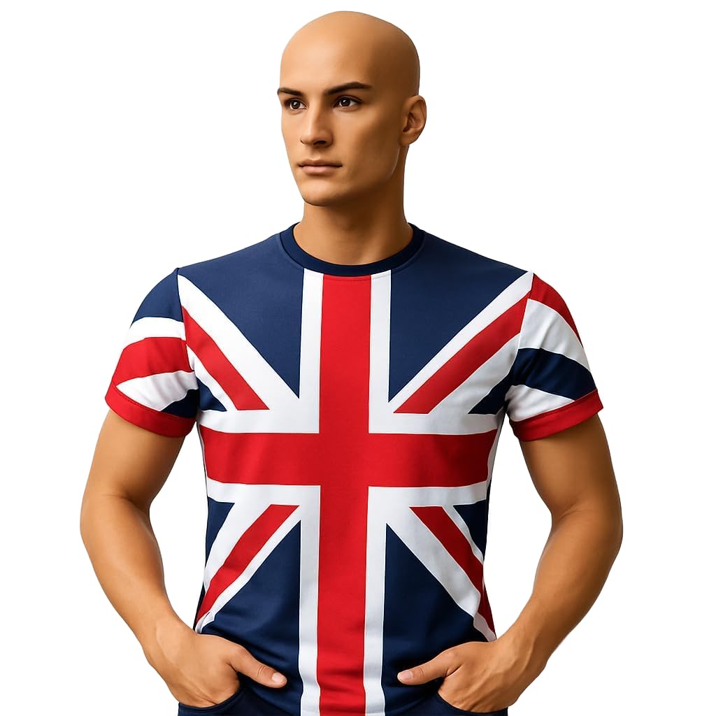 Unisex & Kids Union Jack Flag T-Shirt – London Great Britain Souvenir – Sizes XS-XXL, 9-11 Years