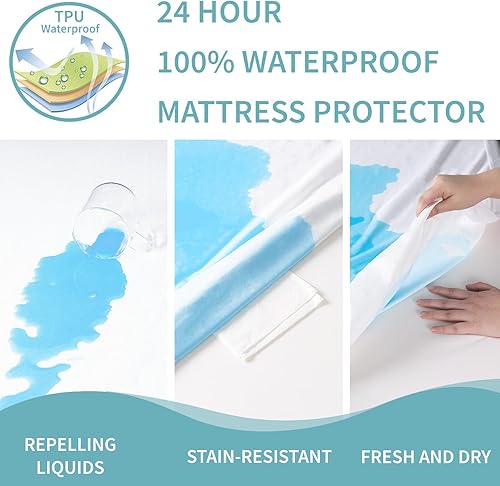 Miniatura 2 de Ruili - Protector de colchón impermeable. Blanco básico, paquete de 1,Blanco,Blanco básico, paquete de 2,2-Blanco,https://www.amazon.com/dp/undefined