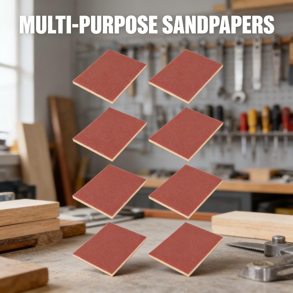 1200 Grit Sanding Sponge Pads, 100 Pieces, Washable Reusable Medium Fine Sandpaper Blocks for Wood Metal Drywall - Flexible Size, Comfortable Grip, Wet or Dry Use