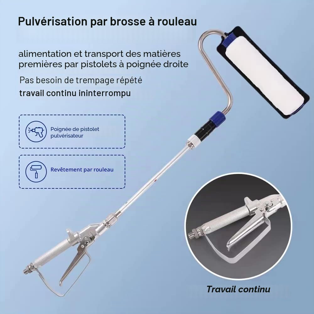 Airless Pistolet Peinture Haute Pression +Brosse Murale Auto-amorçante Peinture Rouleau+30 CM Tige Extension pour Pulvérisateur Airless Buse Rallonge Pistolet Peinture