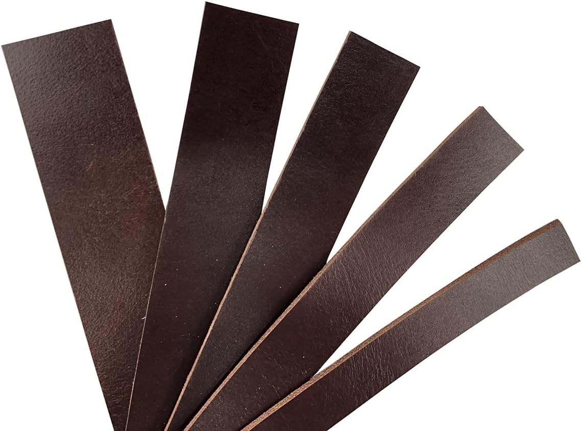 Mahogany Full Grain Buffalo Leather Strips 8/9 ounce (3/8" to 4")