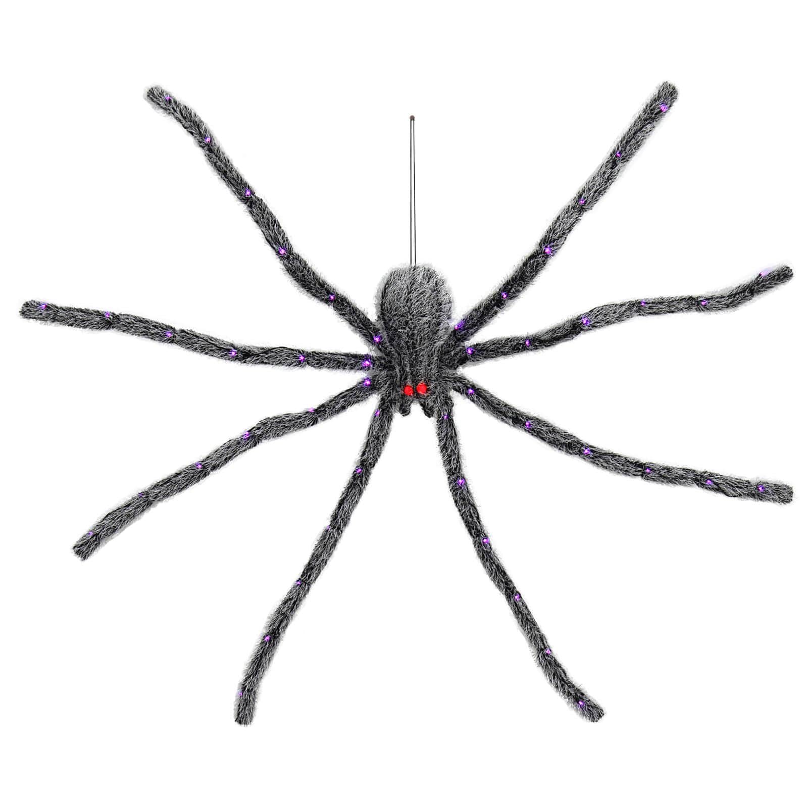 Cackle & Co Giant Spider Hanging Halloween Decoration Light Up Purple Red Eyes 1.5m