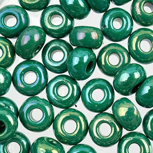 Preciosa Czech Glass Seed Beads 32/0 Opaque Medium Dark Green Rainbow - 19 Gram Beads for Jewelry Making and Crafts