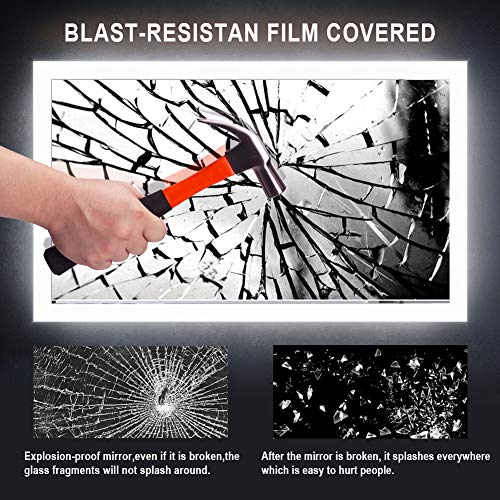 ELEGANT Modern Bathroom Mirror Round Illuminated LED Light Backlit Makeup Mirror with Sensor Touch control,Dustproof &Anti-fog,Warm White Light 600x600mm