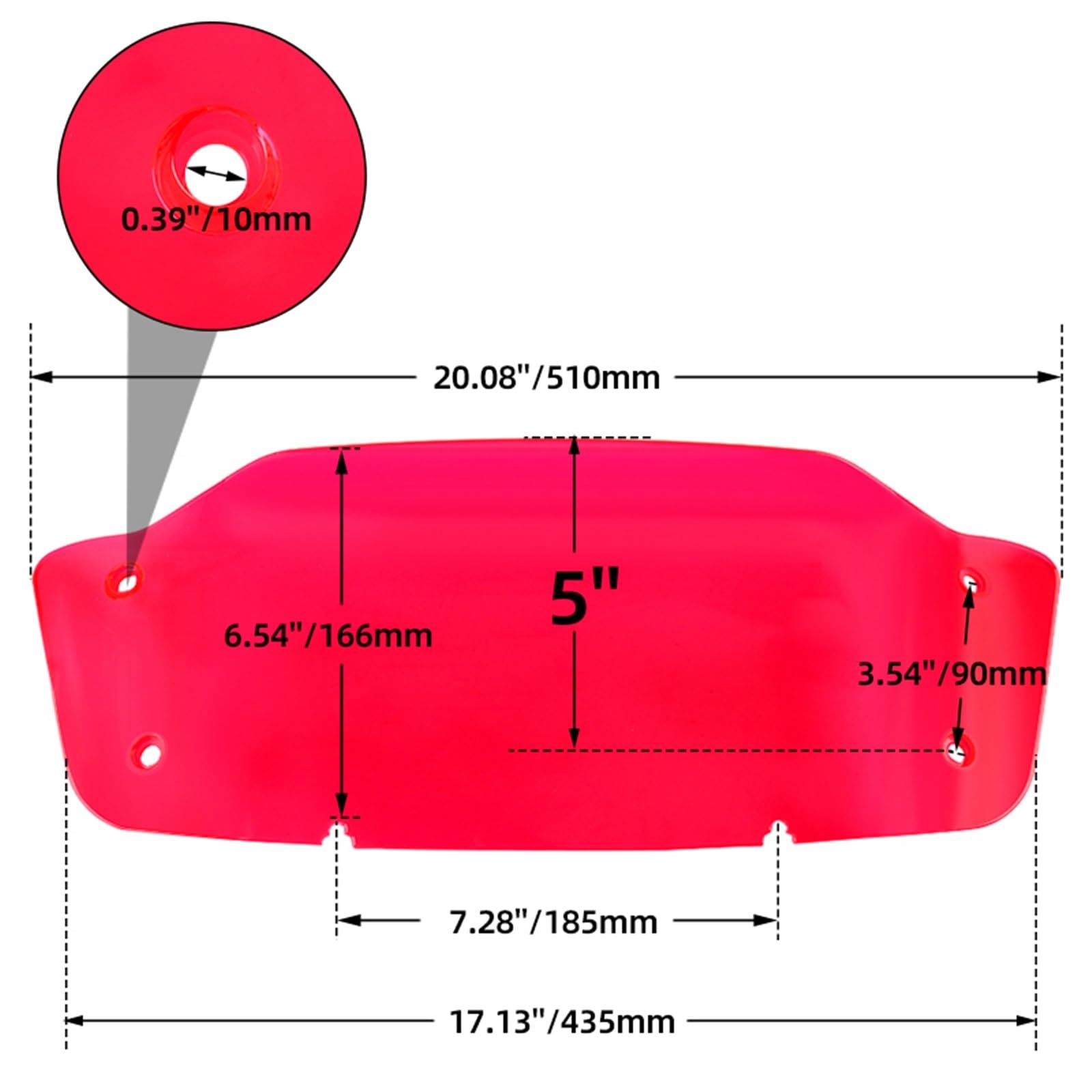 5 "Moto Parabrezza Rosso Carenatura Superiore Per Harley Touring CVO Street Glide FLHX FLHXSE 2023 2024