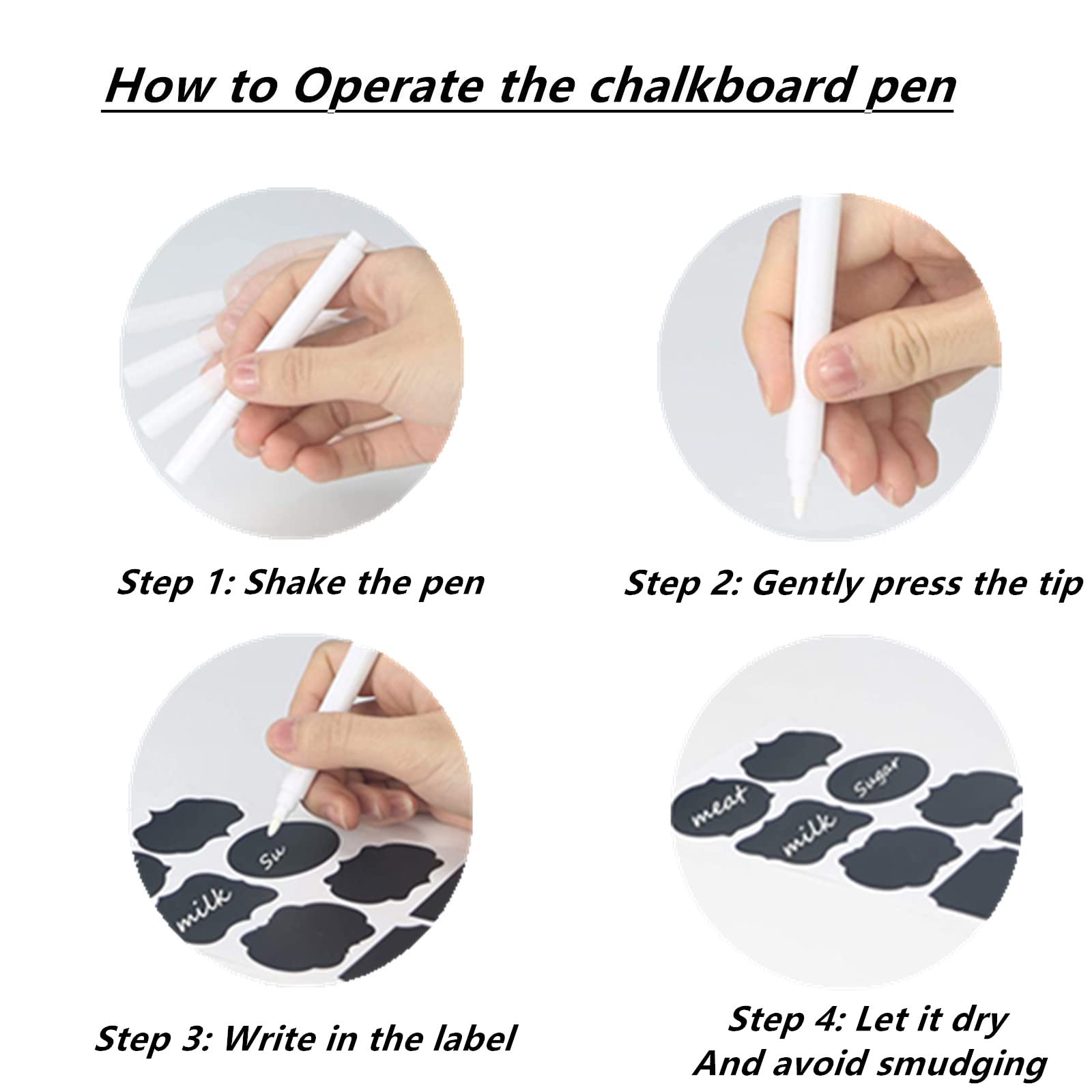 120 Étiquettes Autocollantes Réutilisables Pour Bocaux - Avec Stylo - 6x5cm - Tableau Noir Imperméable